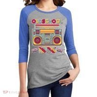 40th Birthday Oldschool Boombox 1986 Women's Tri-Blend 3/4-Sleeve Raglan Shirt thumb 2