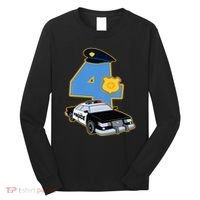 4th Birthday Police 4 Years Old Officer Car Costume Long Sleeve Shirt thumb 0