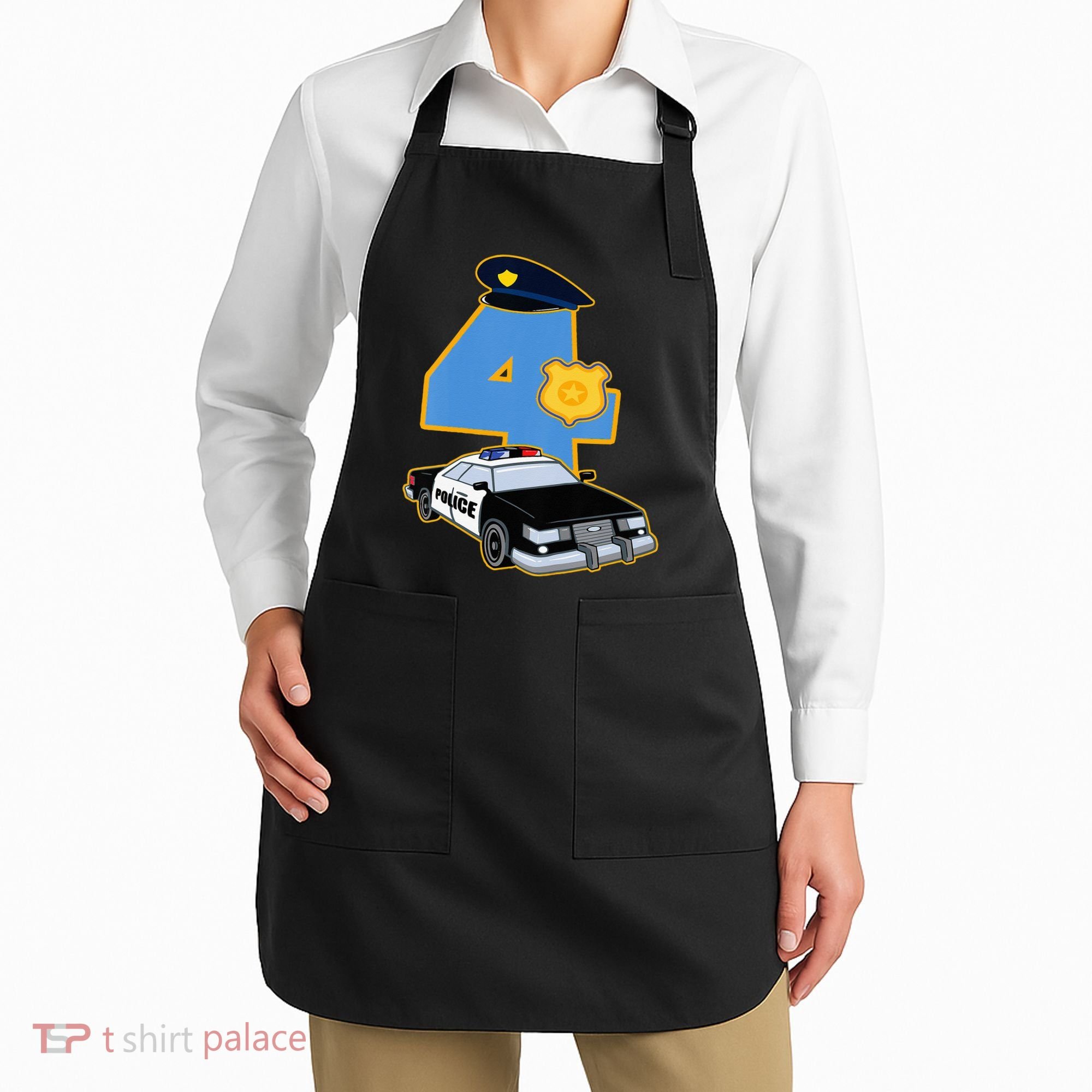 4th Birthday Police 4 Years Old Officer Car Costume Apron