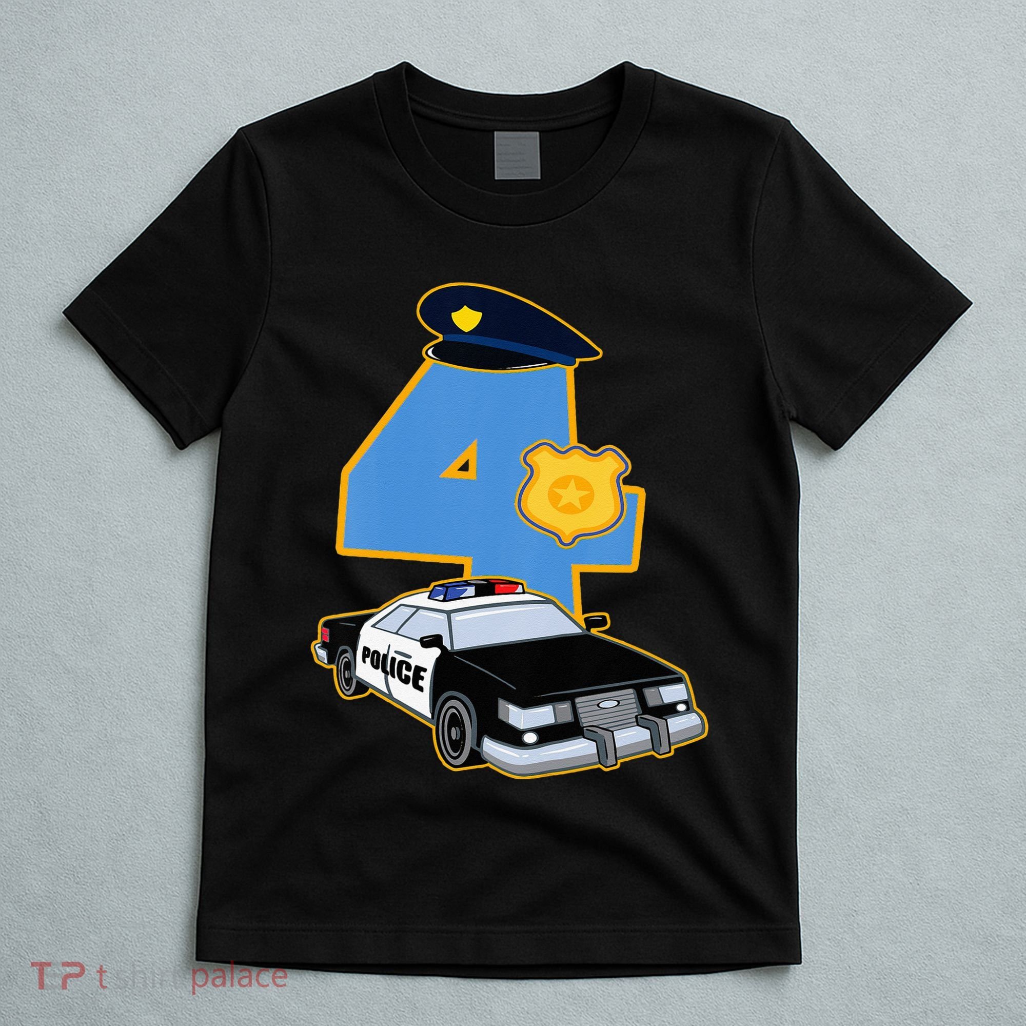 4th Birthday Police 4 Years Old Officer Car Costume T-Shirt