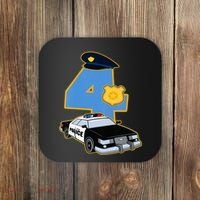 4th Birthday Police 4 Years Old Officer Car Costume Coaster thumb 0