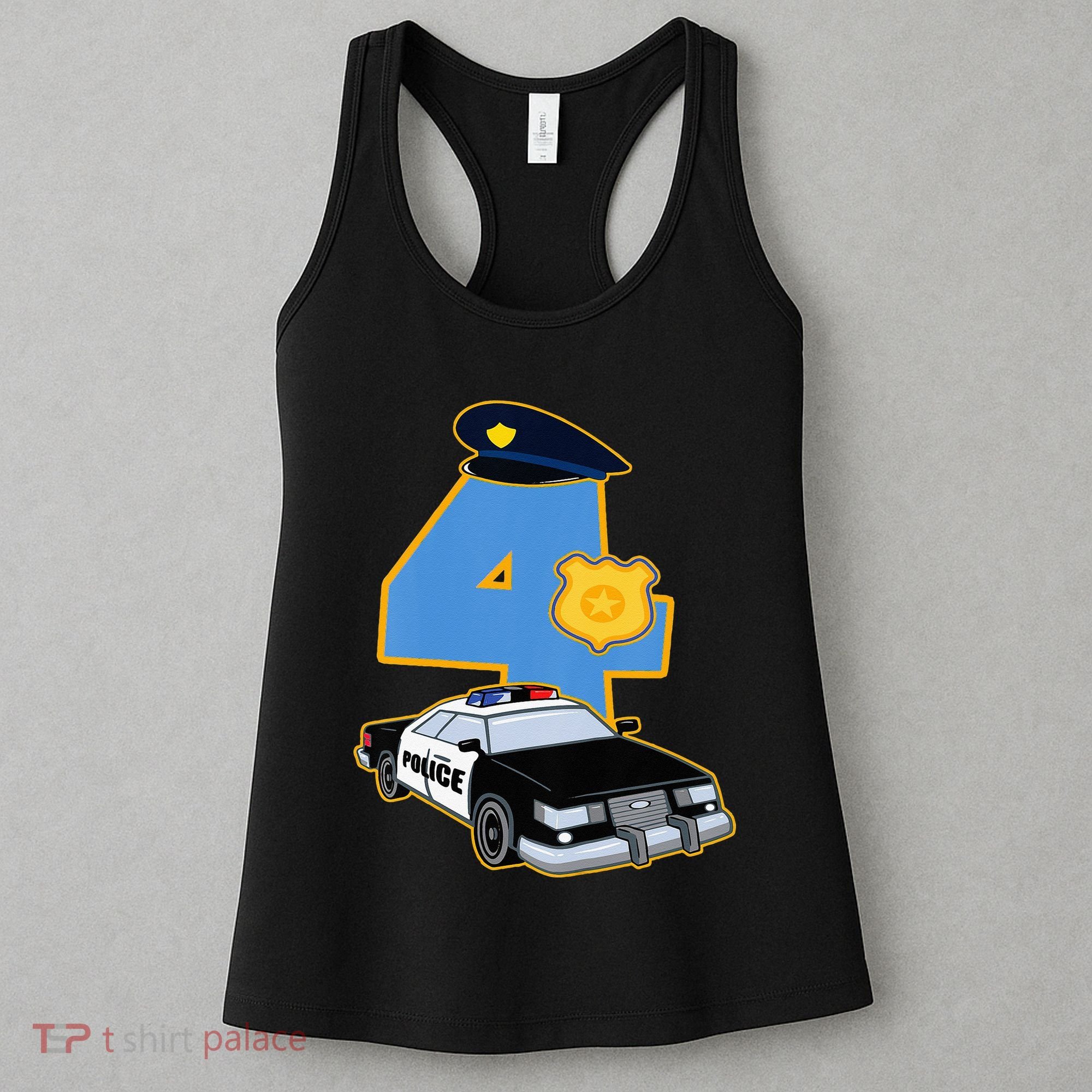 4th Birthday Police 4 Years Old Officer Car Costume Women's Tank Top