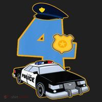 4th Birthday Police 4 Years Old Officer Car Costume Hat thumb 2