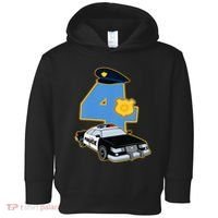 4th Birthday Police 4 Years Old Officer Car Costume Toddler Hoodie thumb 0