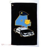 4th Birthday Police 4 Years Old Officer Car Costume Golf Towel thumb 0