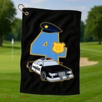 4th Birthday Police 4 Years Old Officer Car Costume Golf Towel thumb 1