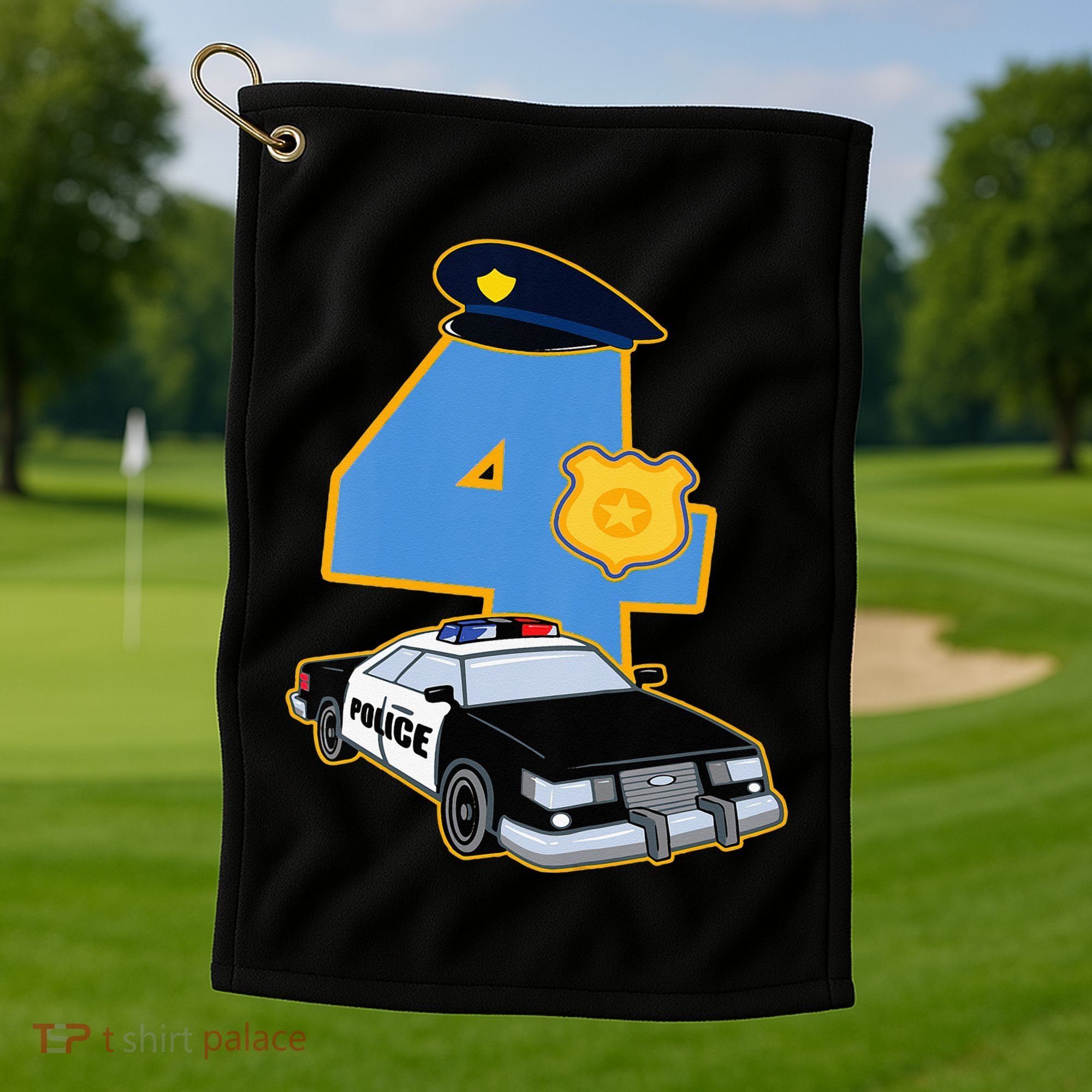 4th Birthday Police 4 Years Old Officer Car Costume Golf Towel