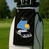 4th Birthday Police 4 Years Old Officer Car Costume Golf Towel thumb 2