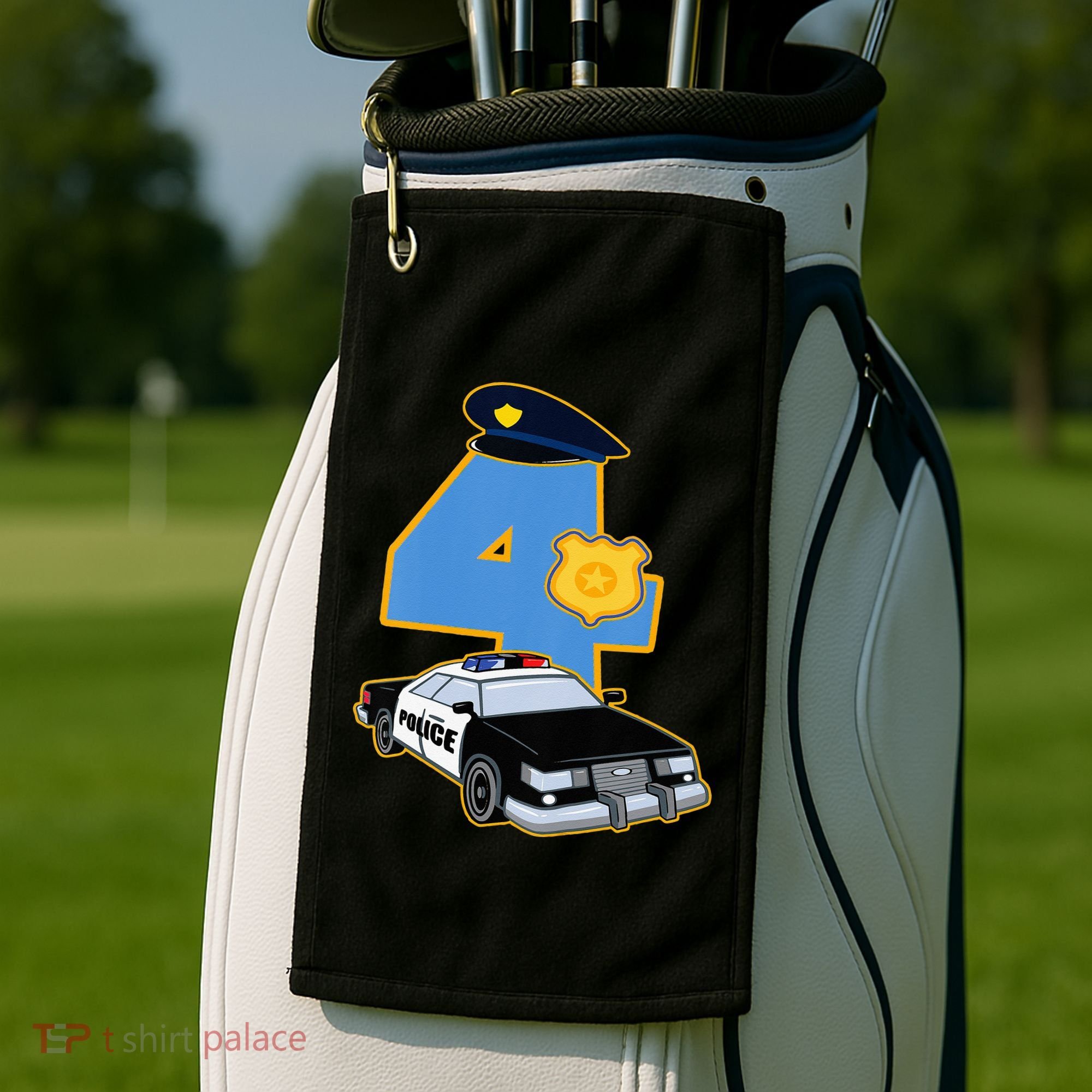 4th Birthday Police 4 Years Old Officer Car Costume Golf Towel