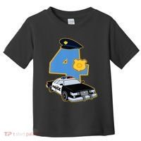 4th Birthday Police 4 Years Old Officer Car Costume Toddler T-Shirt thumb 0