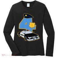 4th Birthday Police 4 Years Old Officer Car Costume Women's Long Sleeve Shirt thumb 0