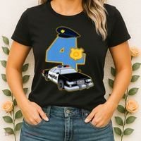 4th Birthday Police 4 Years Old Officer Car Costume Women's T-Shirt thumb 2
