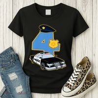 4th Birthday Police 4 Years Old Officer Car Costume Women's T-Shirt thumb 3