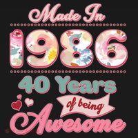 40th Birthday Pink Floral Made In 1986 Years Of Being Awesome Women's Hoodie thumb 2
