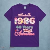 40th Birthday Pink Floral Made In 1986 Years Of Being Awesome T-Shirt thumb 5