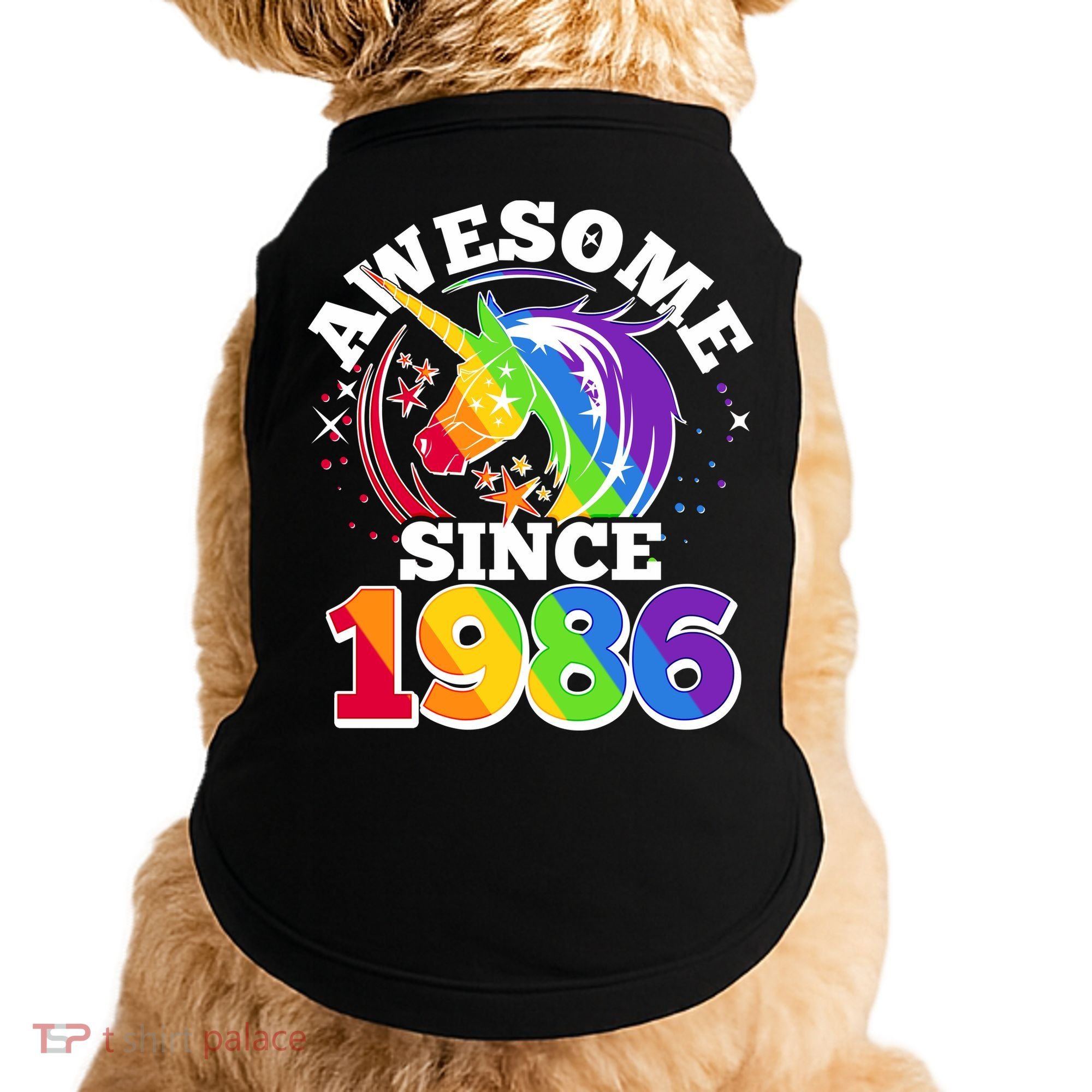 40th Birthday Rainbow Unicorn Awesome Since 1986 Doggie Tank