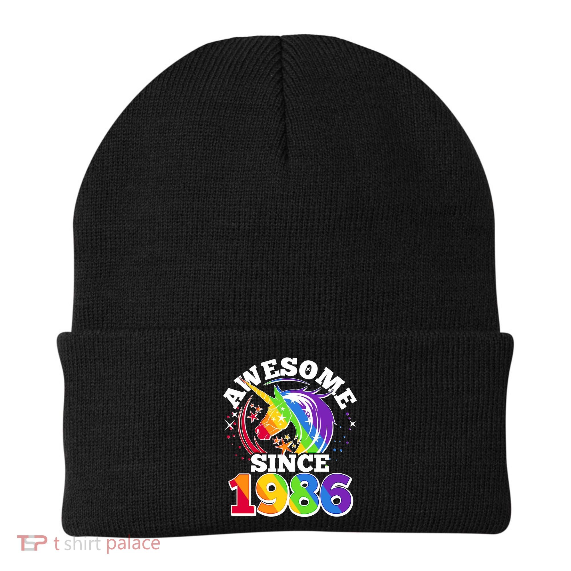 40th Birthday Rainbow Unicorn Awesome Since 1986 Beanie