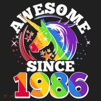 40th Birthday Rainbow Unicorn Awesome Since 1986 Beanie thumb 2
