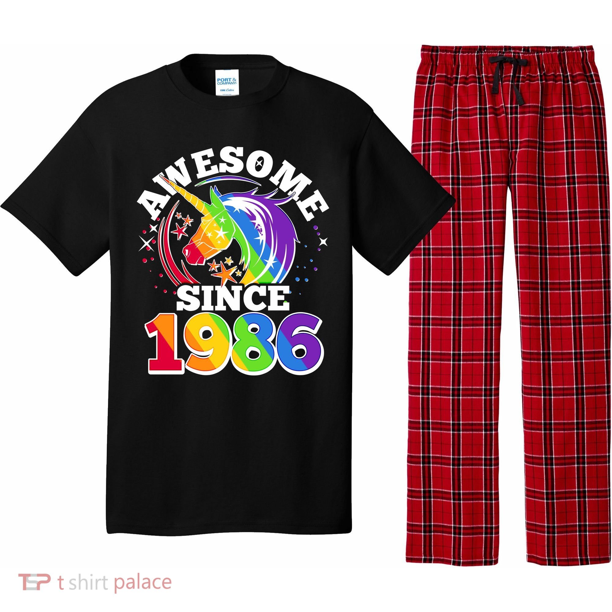 40th Birthday Rainbow Unicorn Awesome Since 1986 Pajama Set