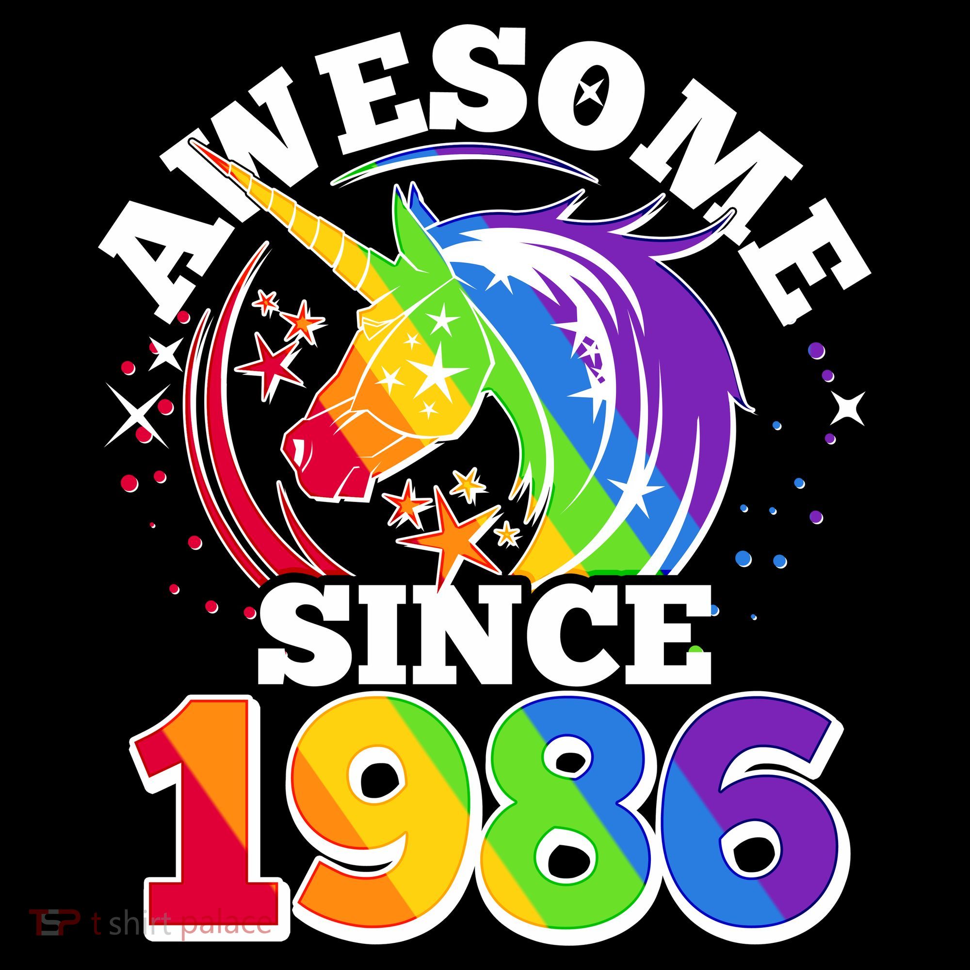 40th Birthday Rainbow Unicorn Awesome Since 1986 Women's Hoodie