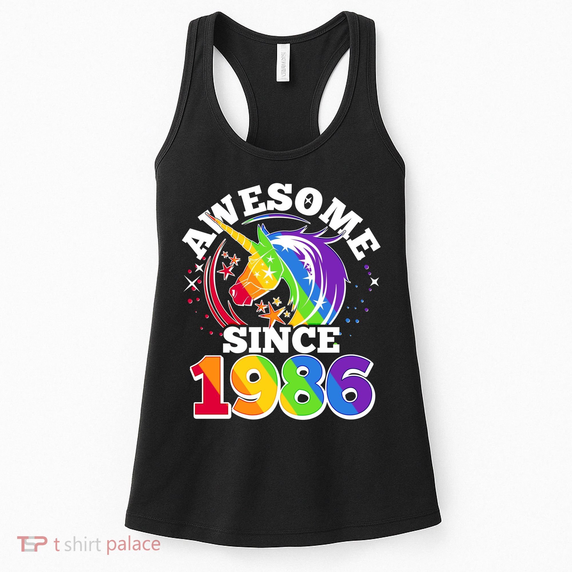 40th Birthday Rainbow Unicorn Awesome Since 1986 Women's Tank Top
