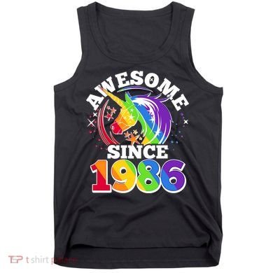 40th Birthday Rainbow Unicorn Awesome Since 1986 Tank Top