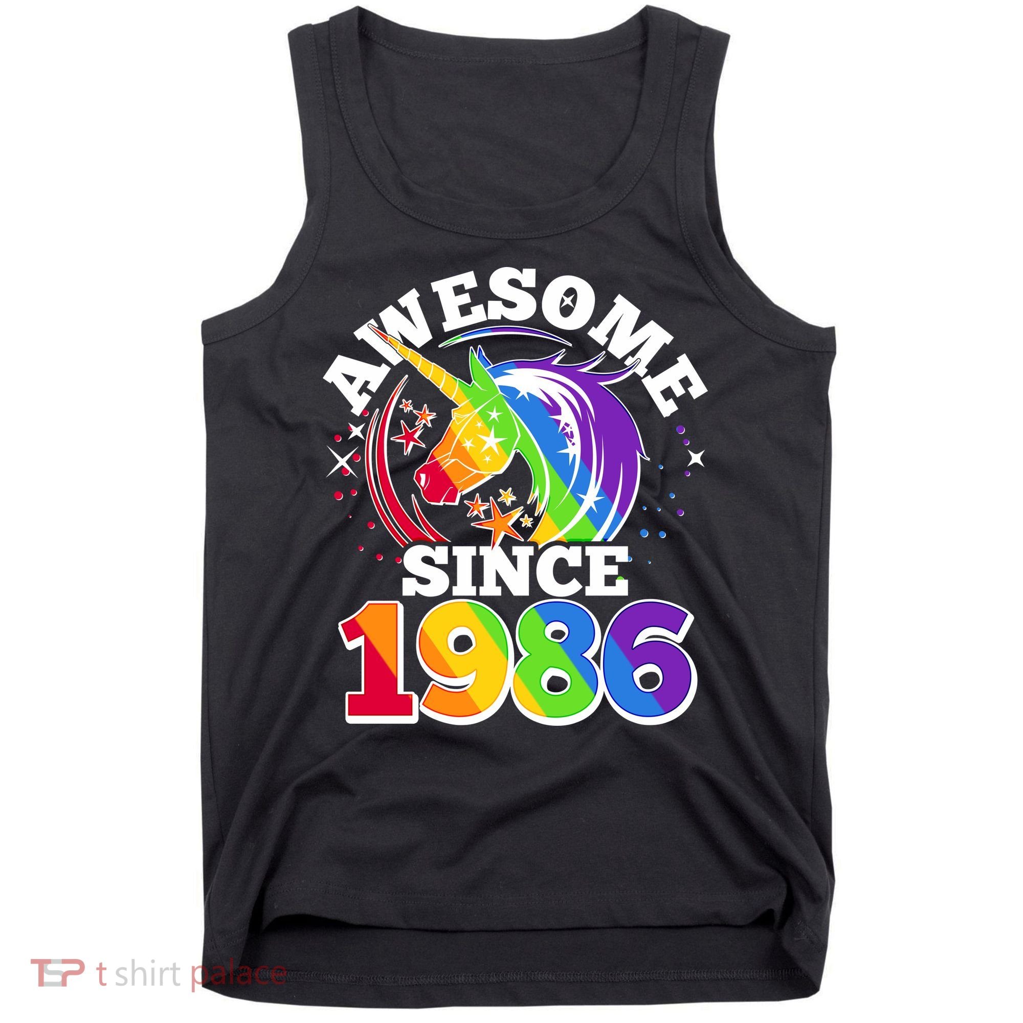 40th Birthday Rainbow Unicorn Awesome Since 1986 Tank Top