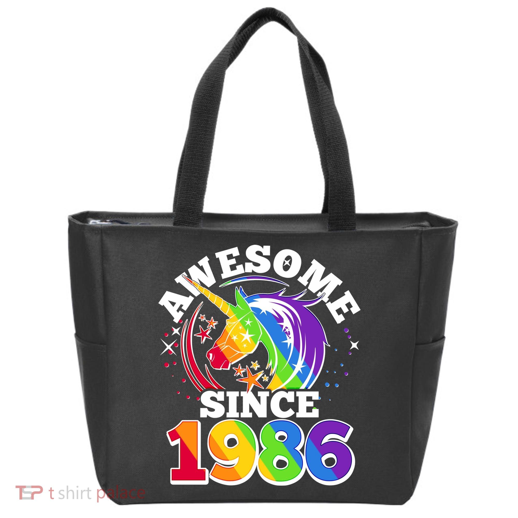 40th Birthday Rainbow Unicorn Awesome Since 1986 Tote Bag