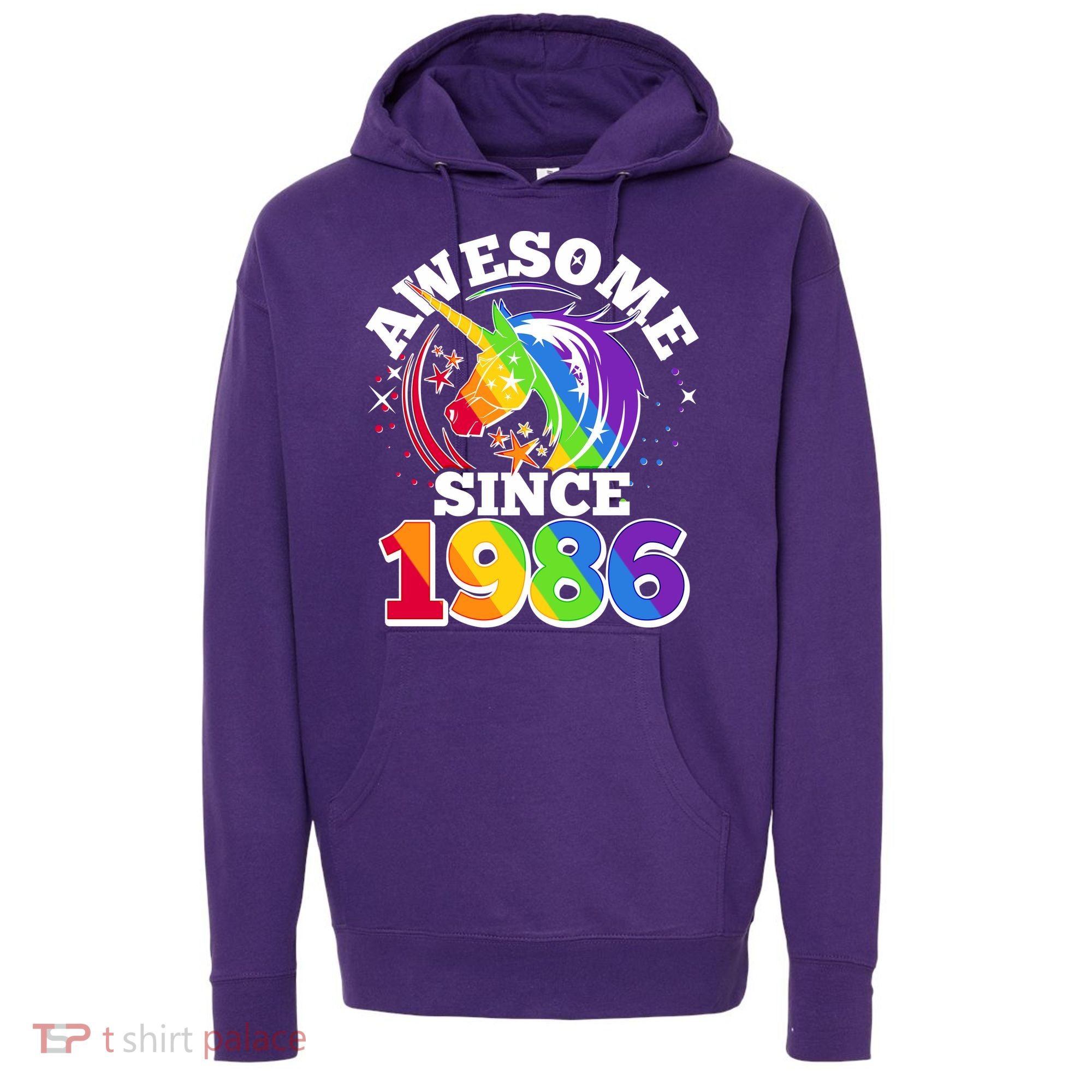 40th Birthday Rainbow Unicorn Awesome Since 1986 Hoodie
