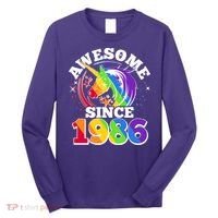 40th Birthday Rainbow Unicorn Awesome Since 1986 Long Sleeve Shirt thumb 0