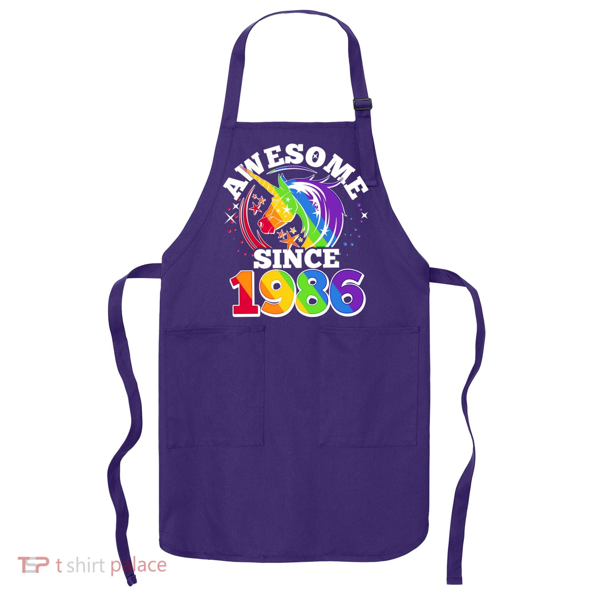 40th Birthday Rainbow Unicorn Awesome Since 1986 Apron