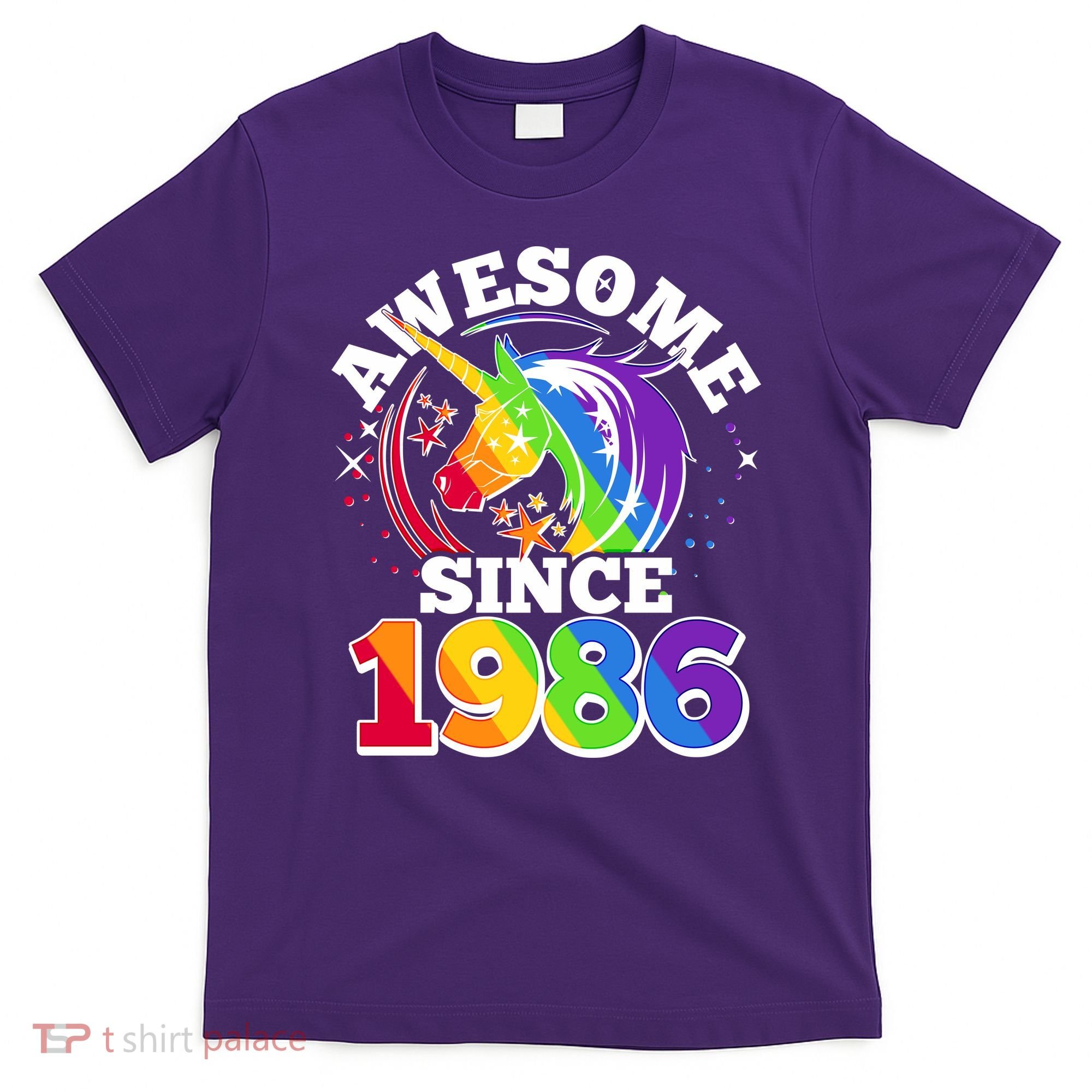 40th Birthday Rainbow Unicorn Awesome Since 1986 T-Shirt