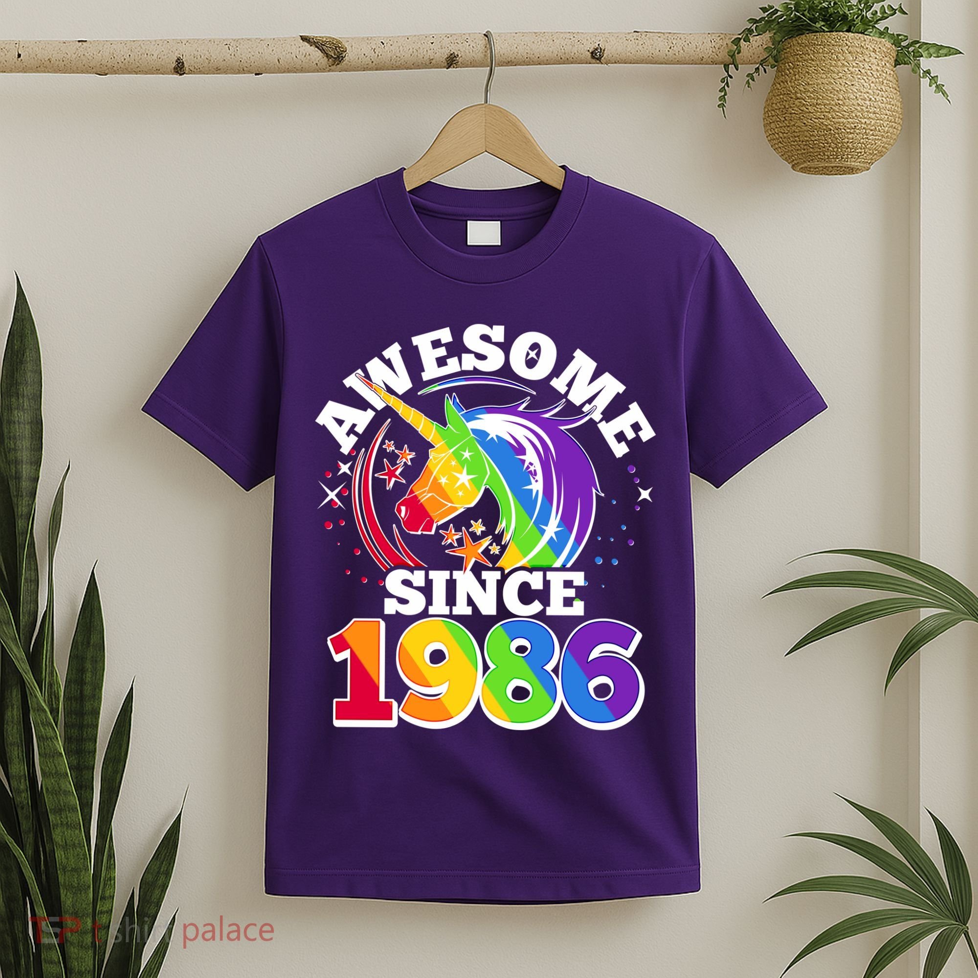 40th Birthday Rainbow Unicorn Awesome Since 1986 T-Shirt