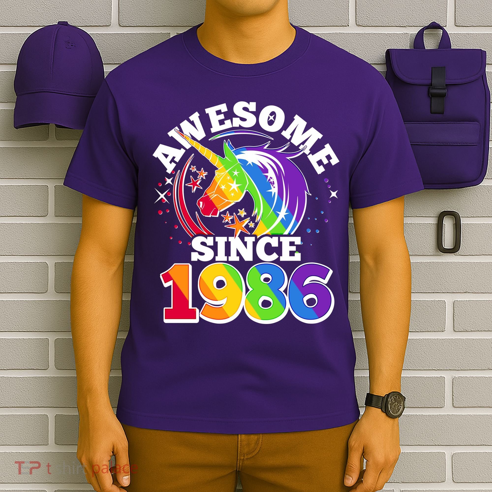 40th Birthday Rainbow Unicorn Awesome Since 1986 T-Shirt