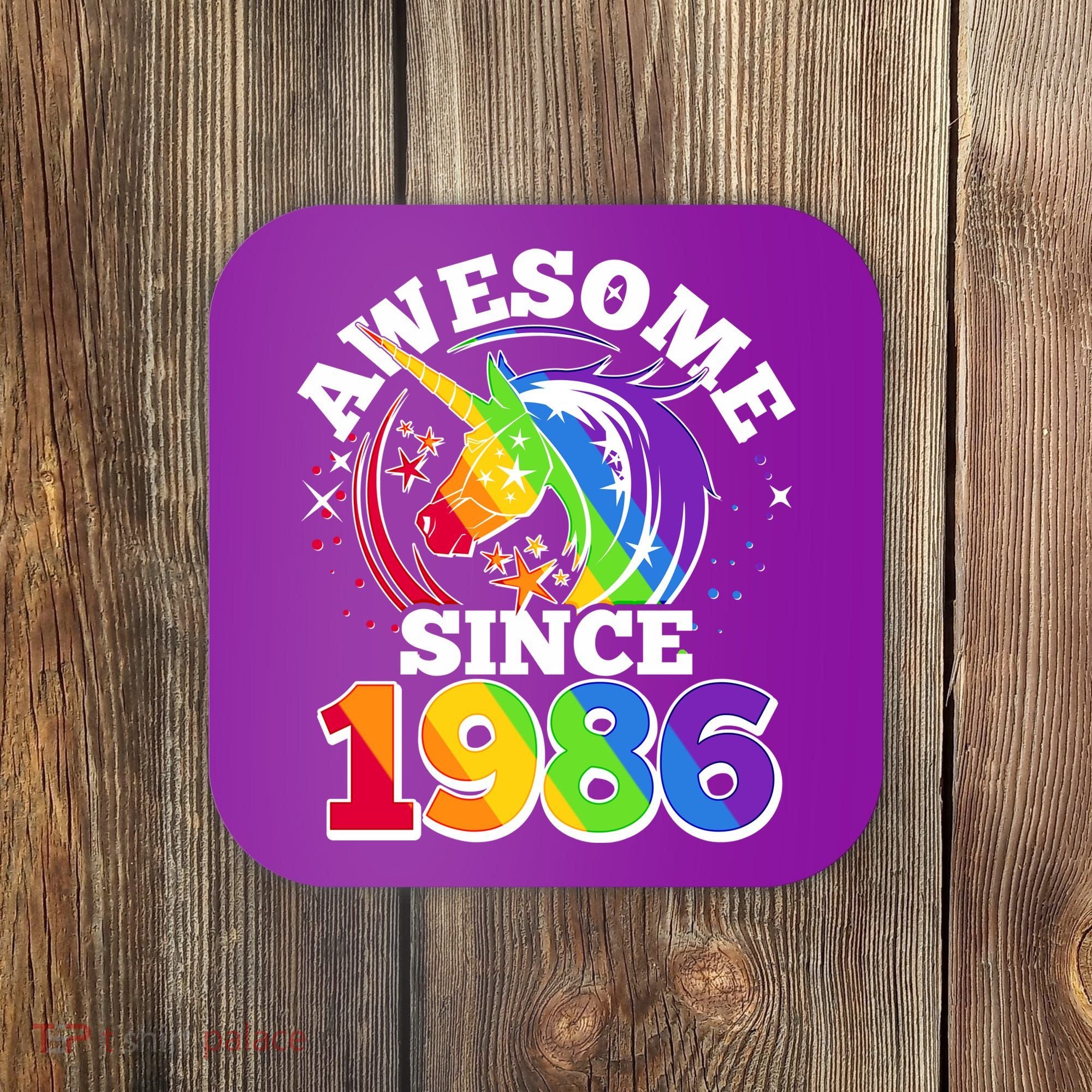 40th Birthday Rainbow Unicorn Awesome Since 1986 Coaster