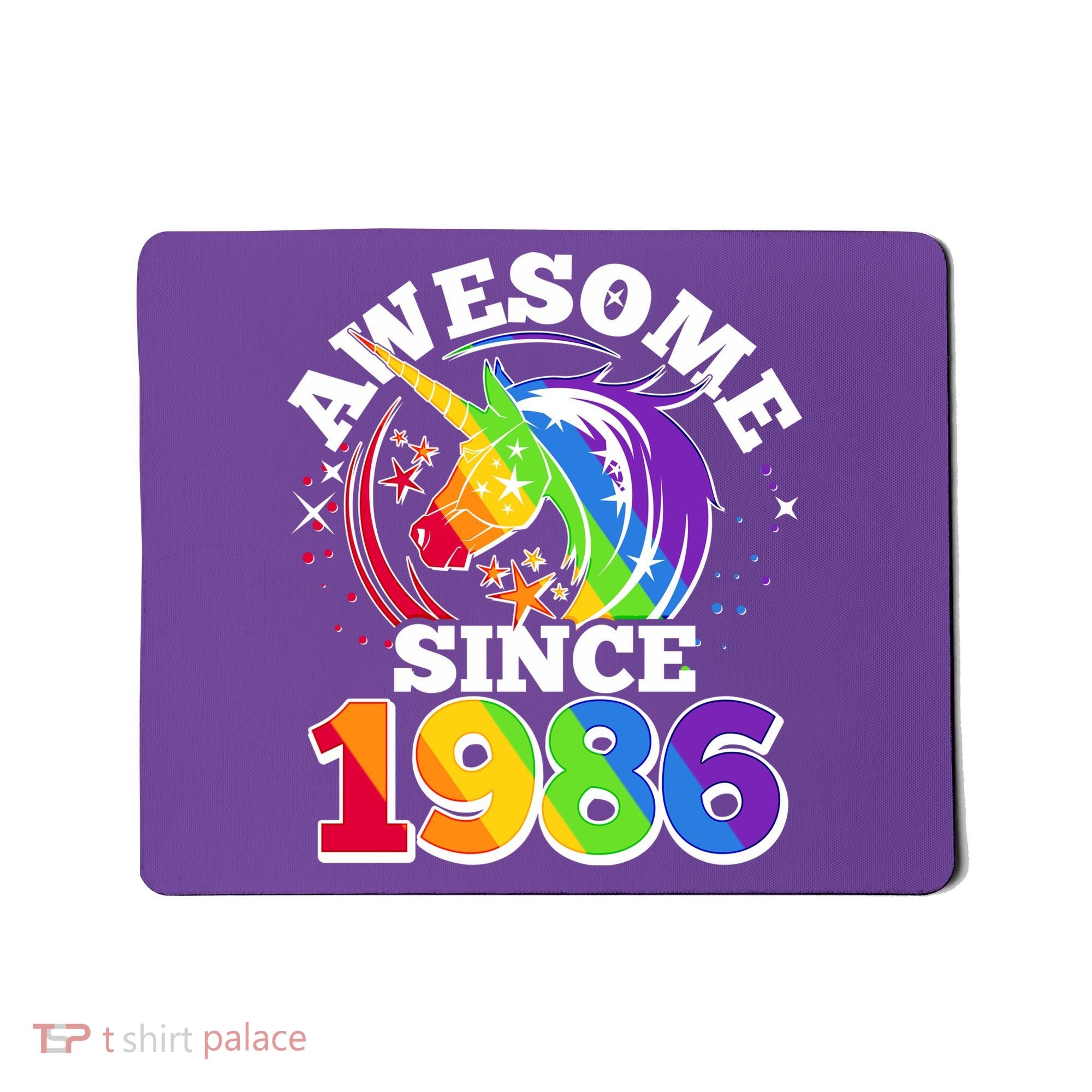 40th Birthday Rainbow Unicorn Awesome Since 1986 Mousepad