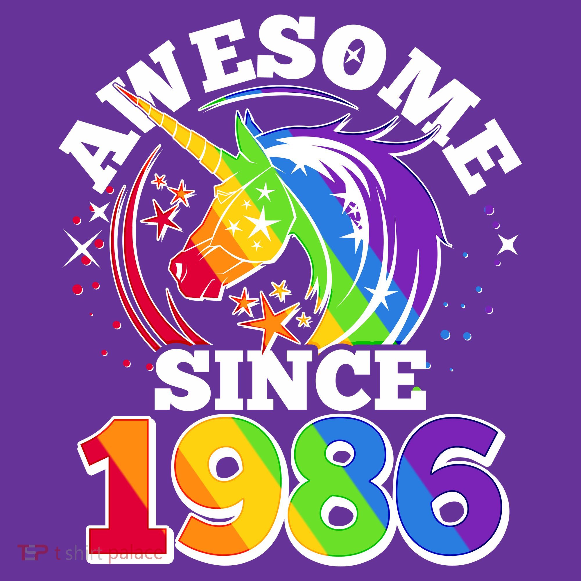 40th Birthday Rainbow Unicorn Awesome Since 1986 Mousepad