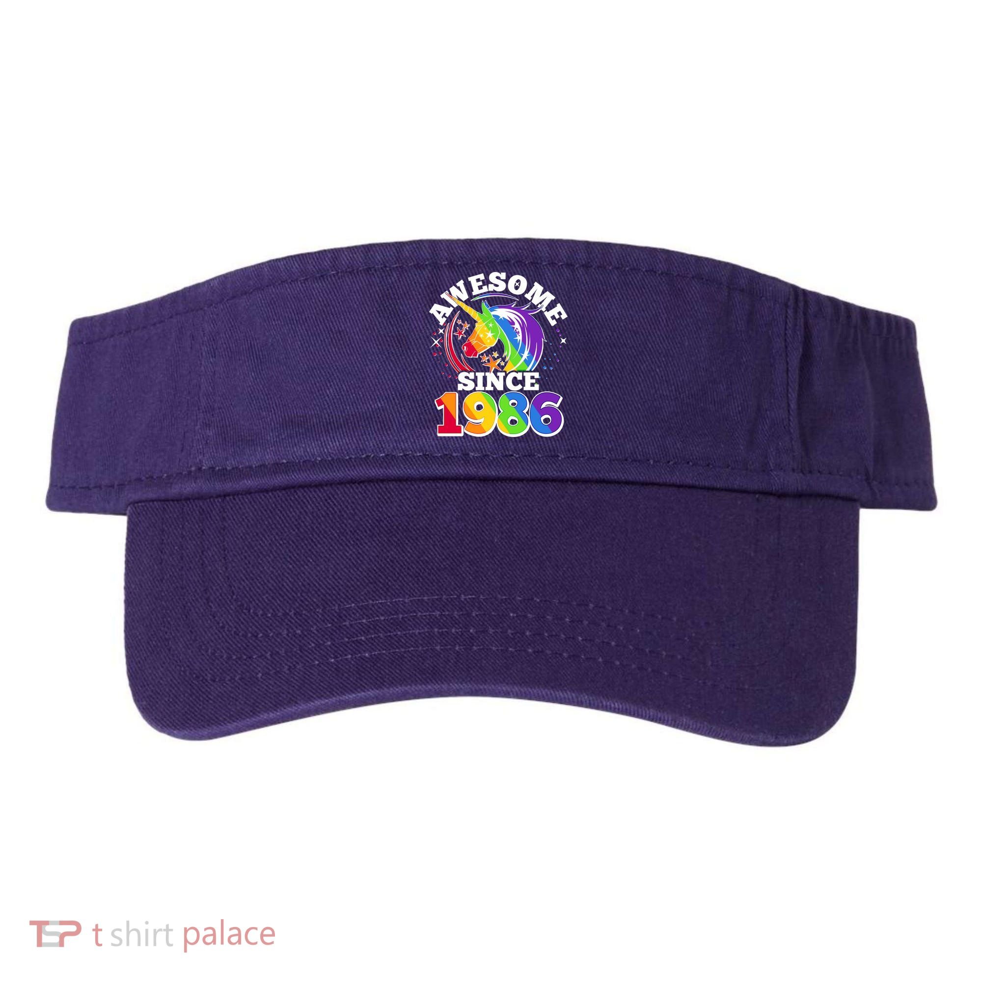 40th Birthday Rainbow Unicorn Awesome Since 1986 Visor