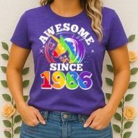 40th Birthday Rainbow Unicorn Awesome Since 1986 Women's T-Shirt thumb 2