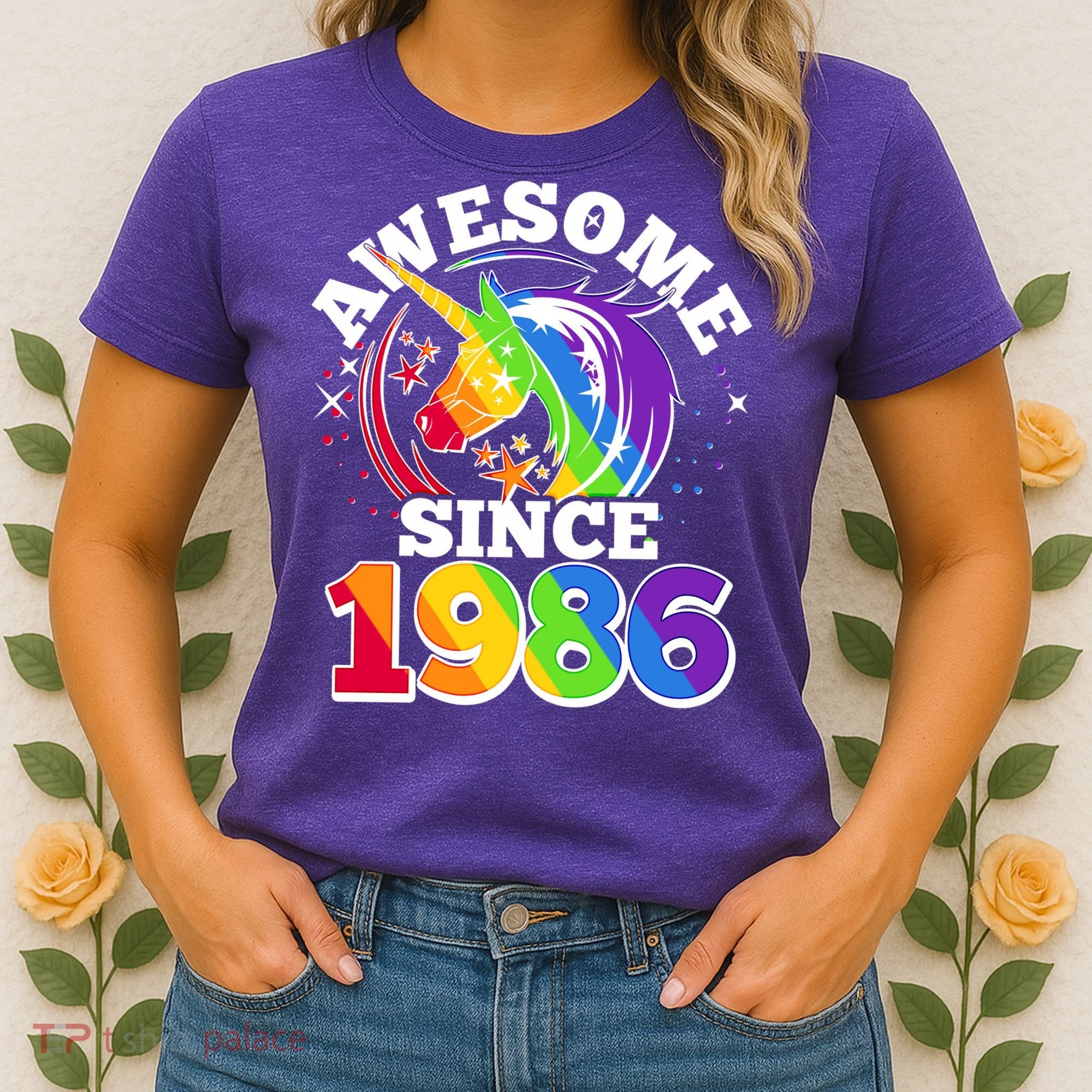40th Birthday Rainbow Unicorn Awesome Since 1986 Women's T-Shirt