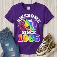 40th Birthday Rainbow Unicorn Awesome Since 1986 Women's T-Shirt thumb 3