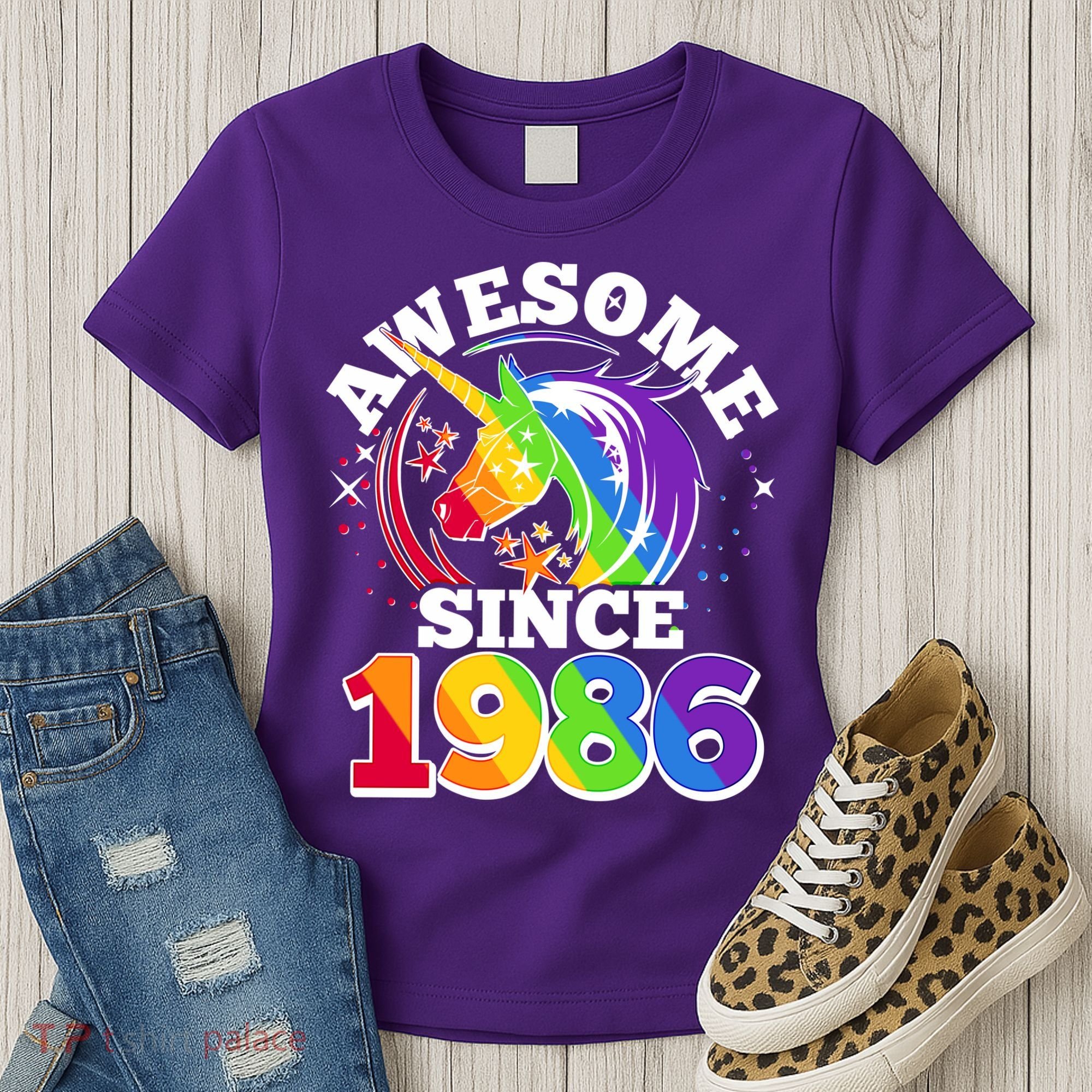 40th Birthday Rainbow Unicorn Awesome Since 1986 Women's T-Shirt