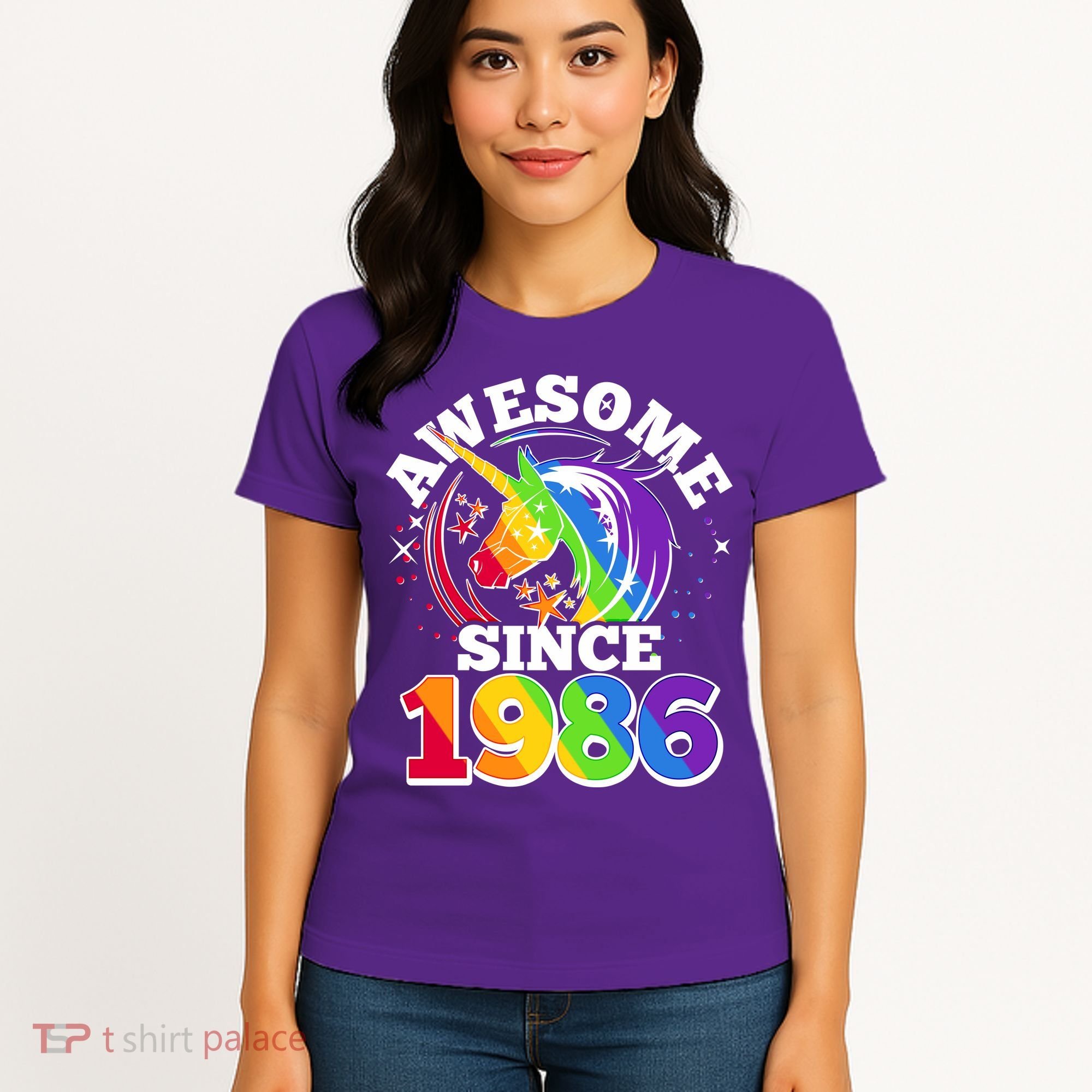 40th Birthday Rainbow Unicorn Awesome Since 1986 Women's T-Shirt
