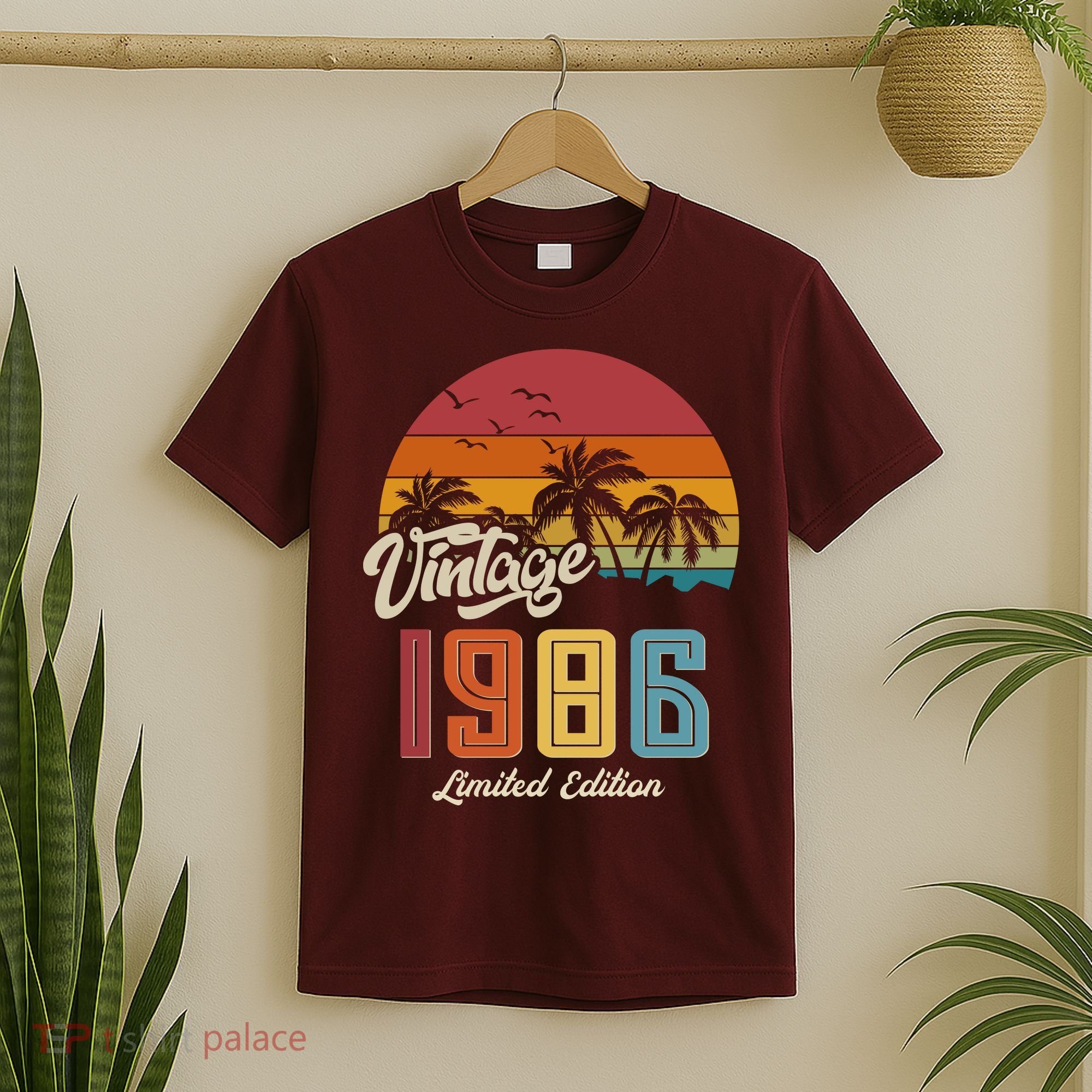 40th Birthday Retro Vintage 1986 Tropical Palm Trees T-Shirt