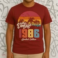 40th Birthday Retro Vintage 1986 Tropical Palm Trees T-Shirt thumb 3