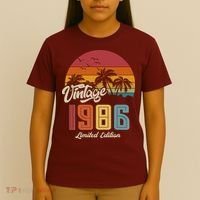 40th Birthday Retro Vintage 1986 Tropical Palm Trees T-Shirt thumb 4