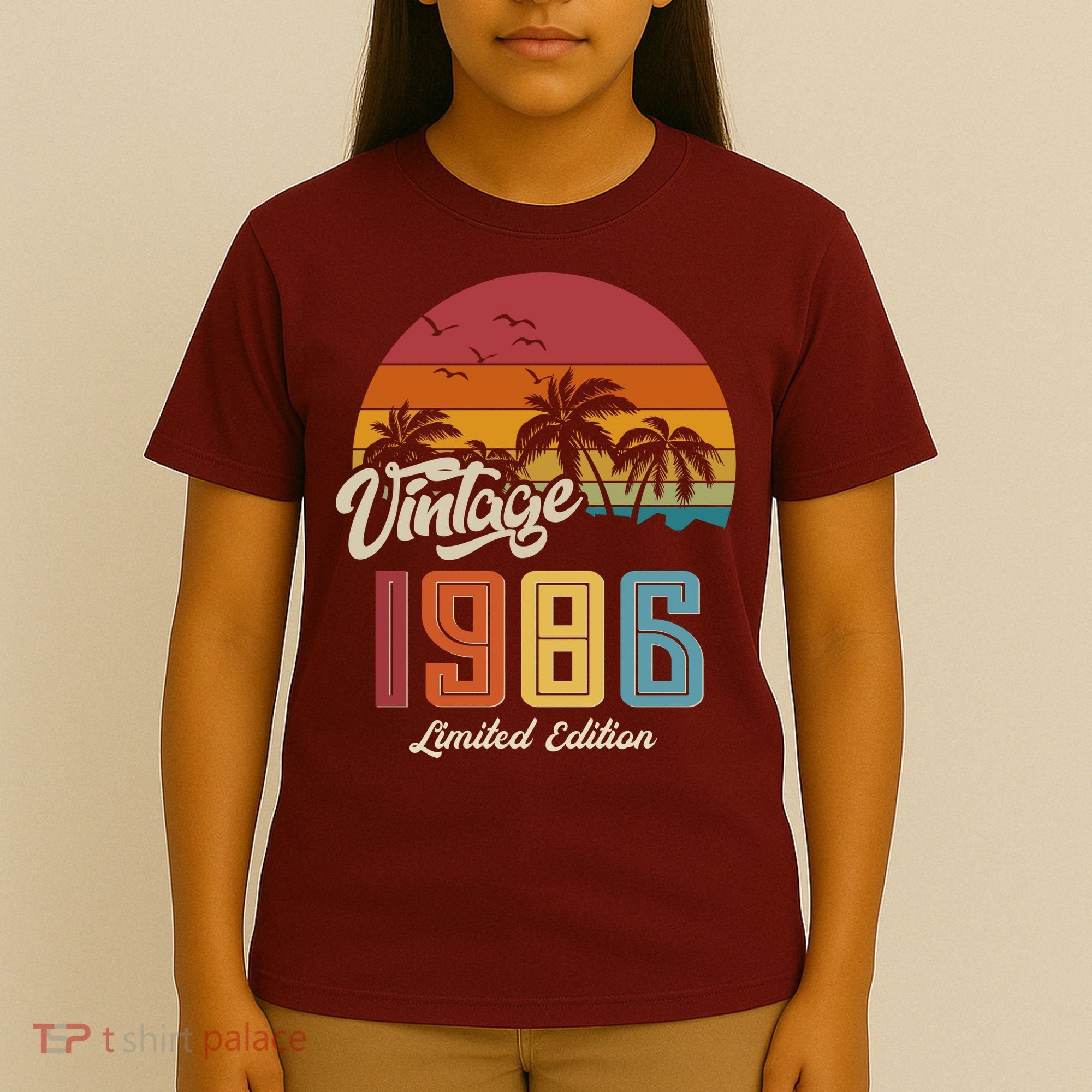 40th Birthday Retro Vintage 1986 Tropical Palm Trees T-Shirt
