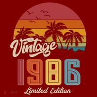 40th Birthday Retro Vintage 1986 Tropical Palm Trees T-Shirt thumb 7