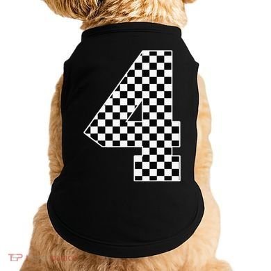 4th Birthday Race Car Four 4 Year Old Checkered Flag Doggie Tank