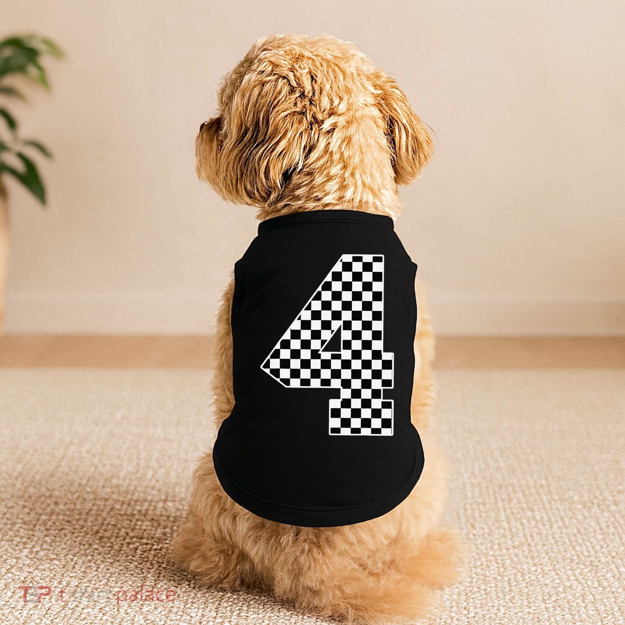 4th Birthday Race Car Four 4 Year Old Checkered Flag Doggie Tank